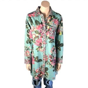 Soft Surroundings Floral Collared Button Down M
